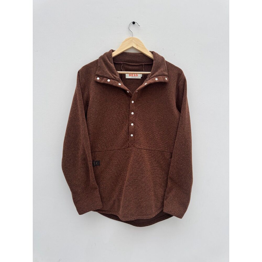 DESO Supply Co Genevieve Fleece Snap Pullover Brown Rosewood Large L USA
